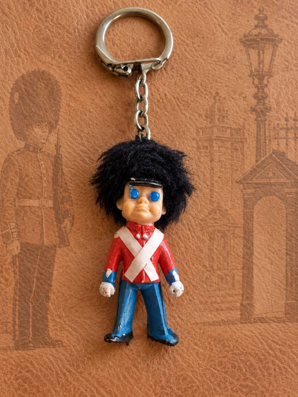 British Royal Guard Troll Doll Keychain Vintage 1960's - England UK Souvenir